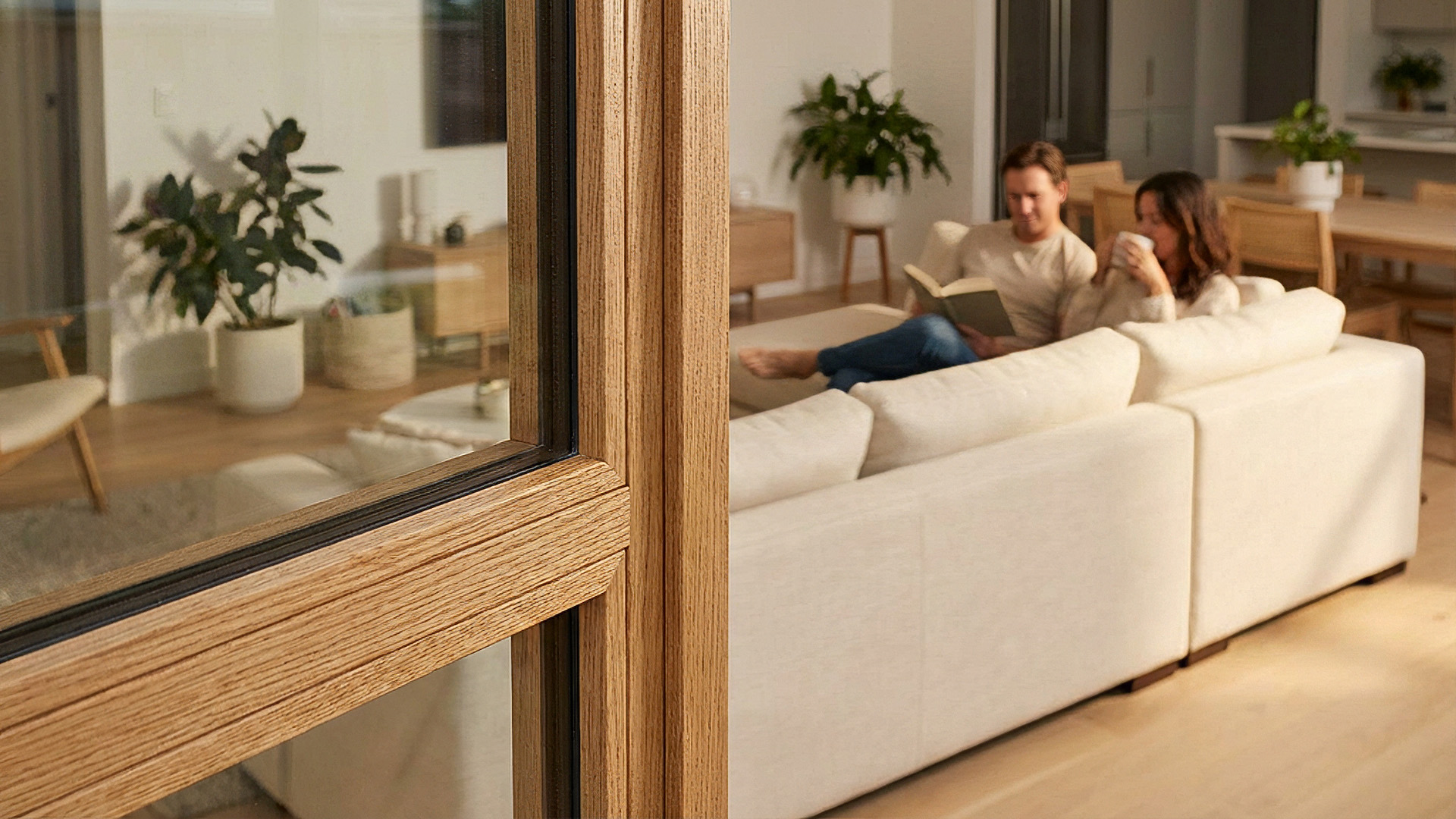 Dettaglio di infisso in legno su misura con finitura naturale di alta qualità